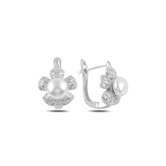 Sterling Silver Rhodium Plated English Lock Earrings