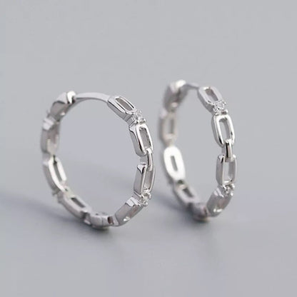 Sterling Silver Rhodium Plated CZ Hoops