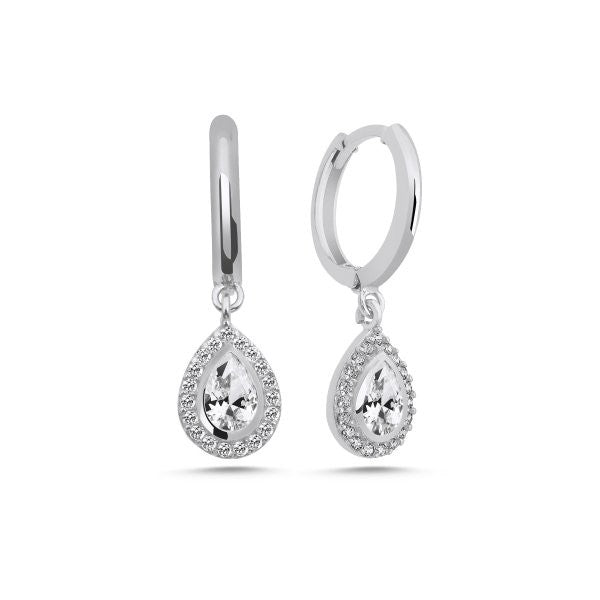 Sterling Silver Rhodium Plated Hoops with Charms