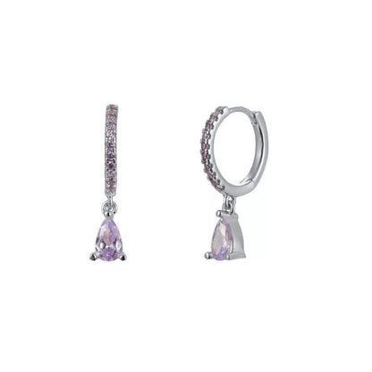 Silver Rhodium Plated Hoops with Charms