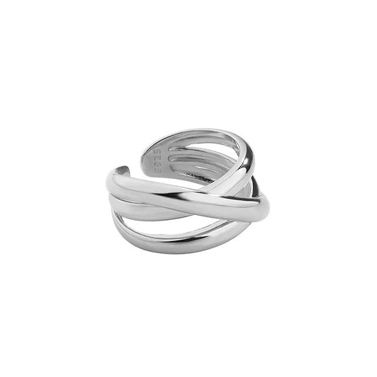 Sterling Silver Rhodium Plated Twisted Ring