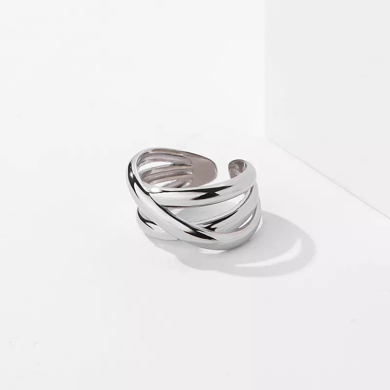 Sterling Silver Rhodium Plated Twisted Ring