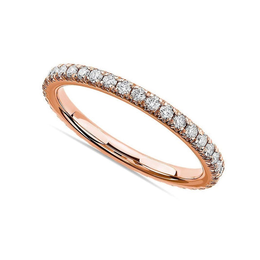 Sterling Silver Rose Gold Plated 1.5 mm CZ Band Ring