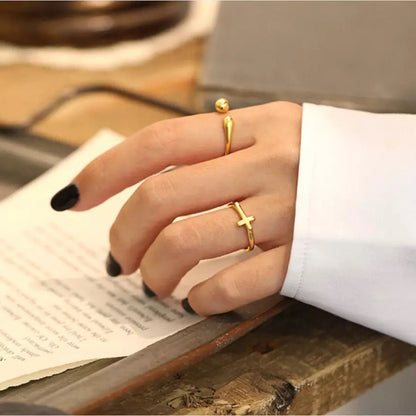 Sterling Silver Gold Plated Cross Ring