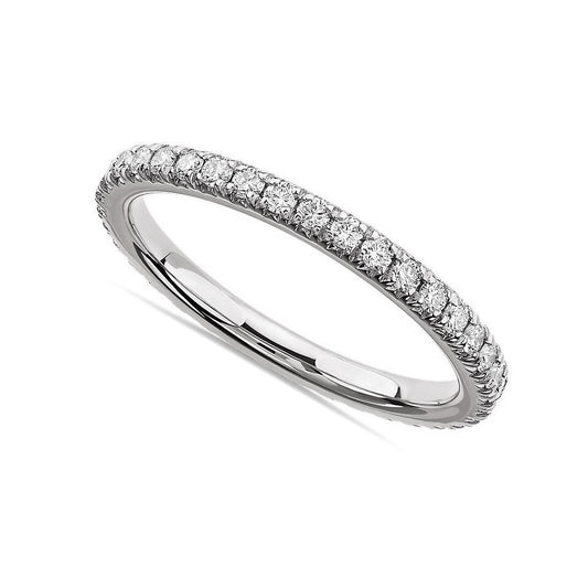 Sterling Silver Rhodium Plated 1.5 mm CZ Band Ring