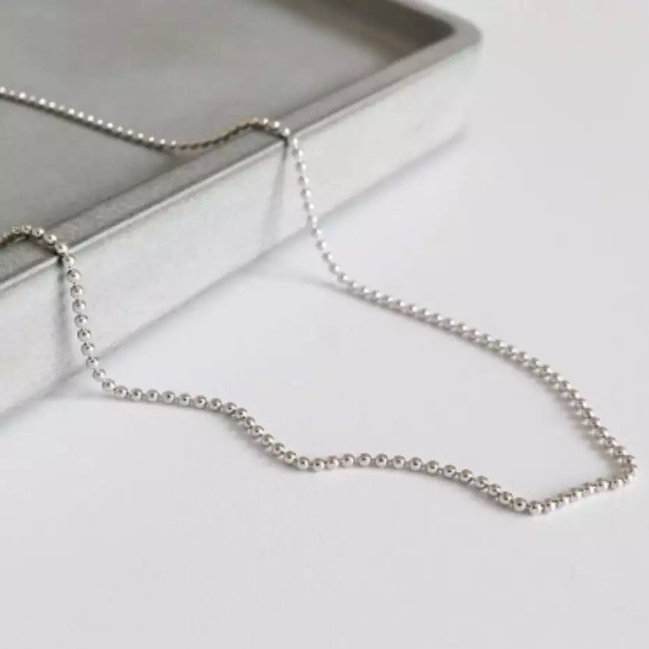 Sterling Silver Rhodium Plated 2 mm Ball Bead Chain