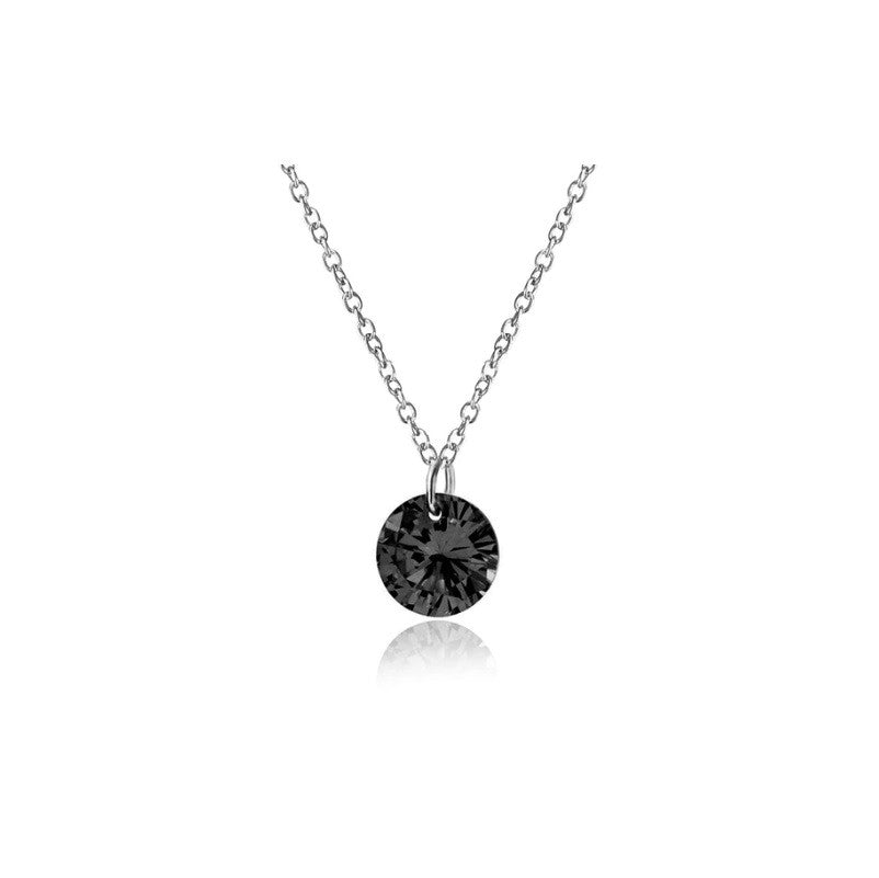 Sterling Silver Rhodium Plated CZ Crystal Necklace