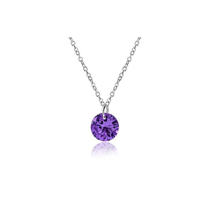 Sterling Silver Rhodium Plated CZ Crystal Necklace