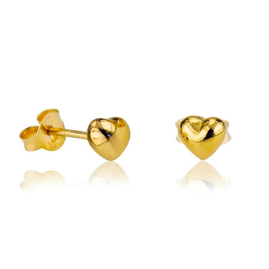 Sterling Silver Gold Plated Heart Studs