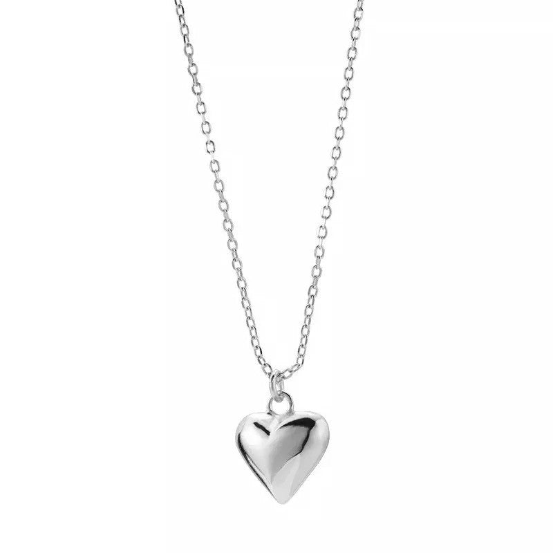 Sterling Silver Rhodium Plated Heart Necklace