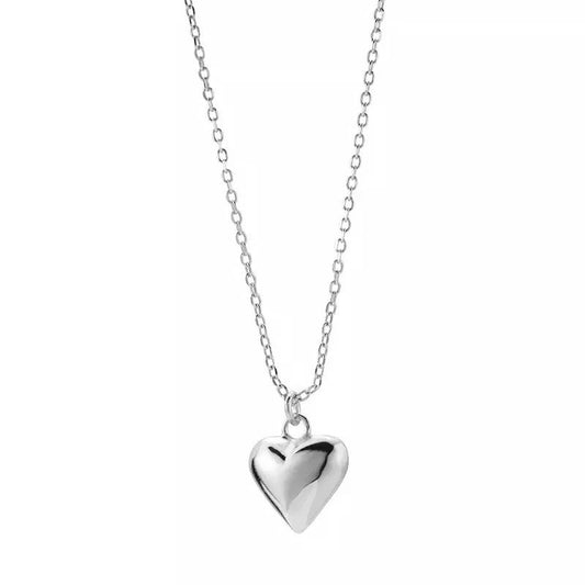 Sterling Silver Rhodium Plated Heart Necklace