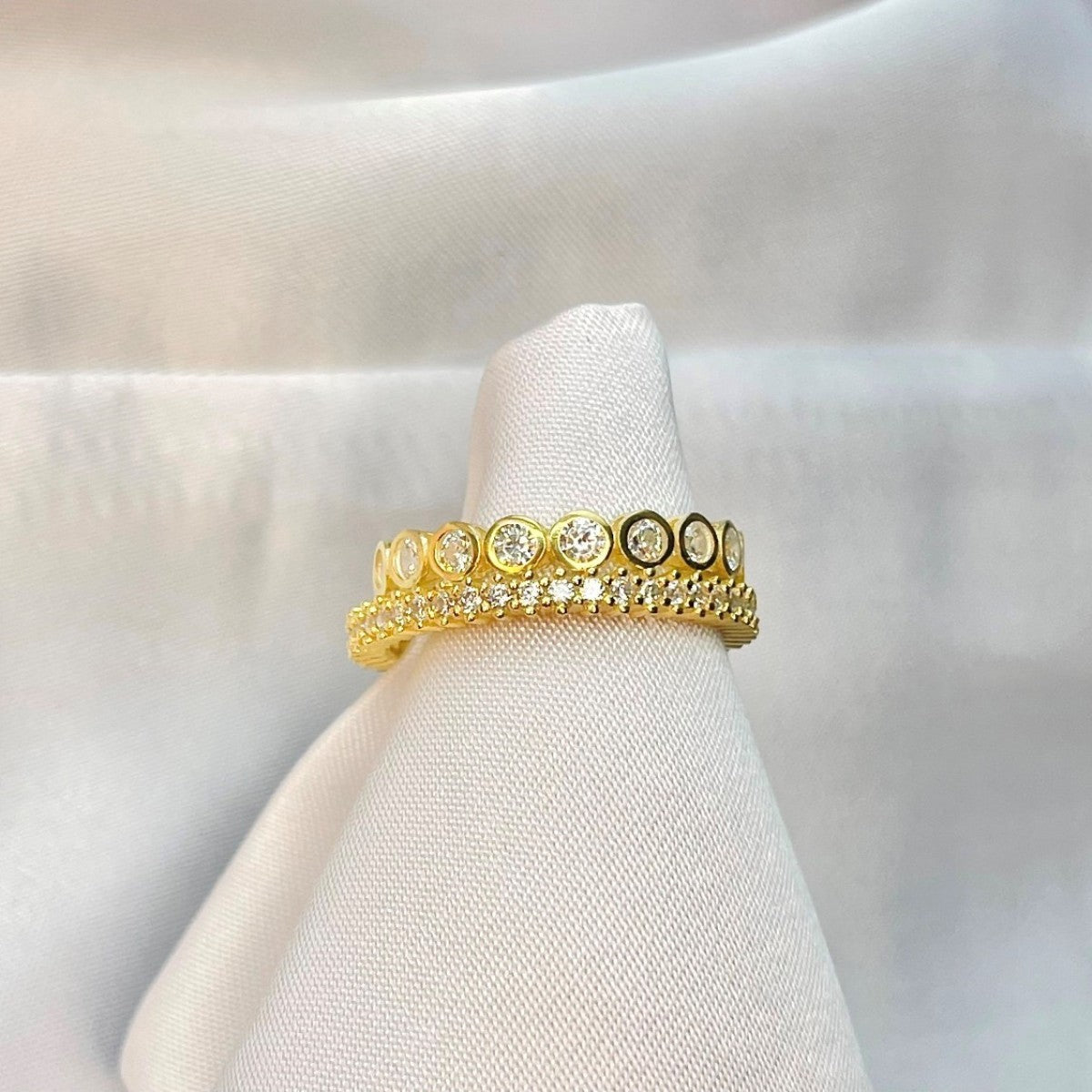 Sterling Silver Gold Plated 3 mm CZ Band Ring