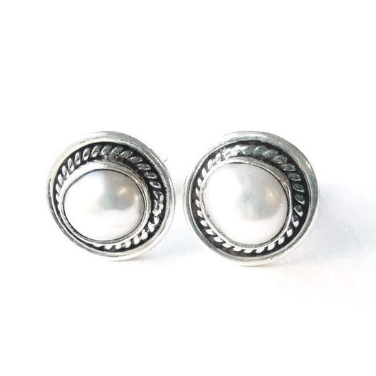 Sterling Silver Pearl Studs