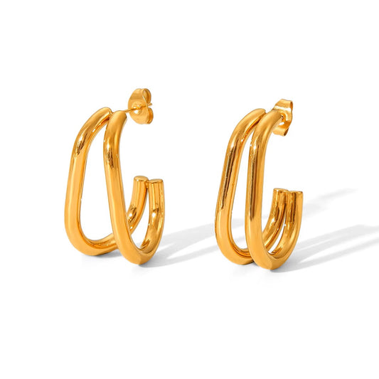 Auksuoti ovalūs auskarai