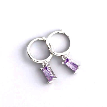 Sterling Silver Rhodium Plated Hoops with Charms