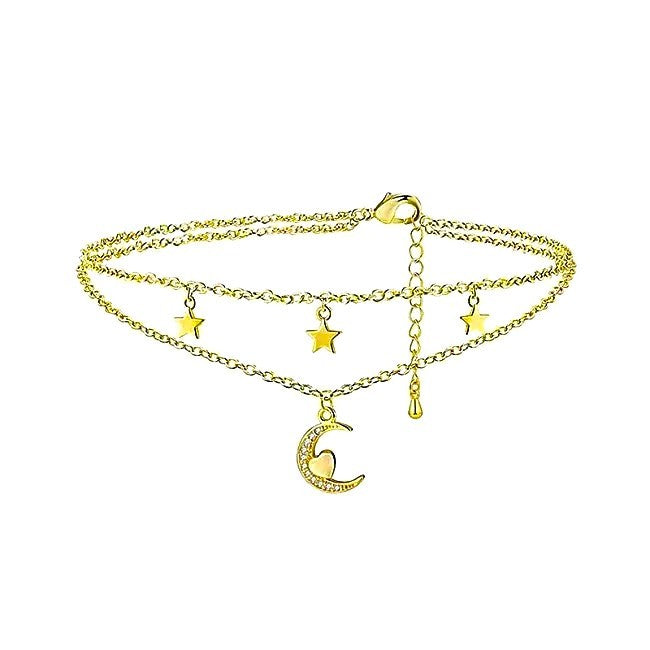 Sterling Silver Gold Plated Moon Anklet