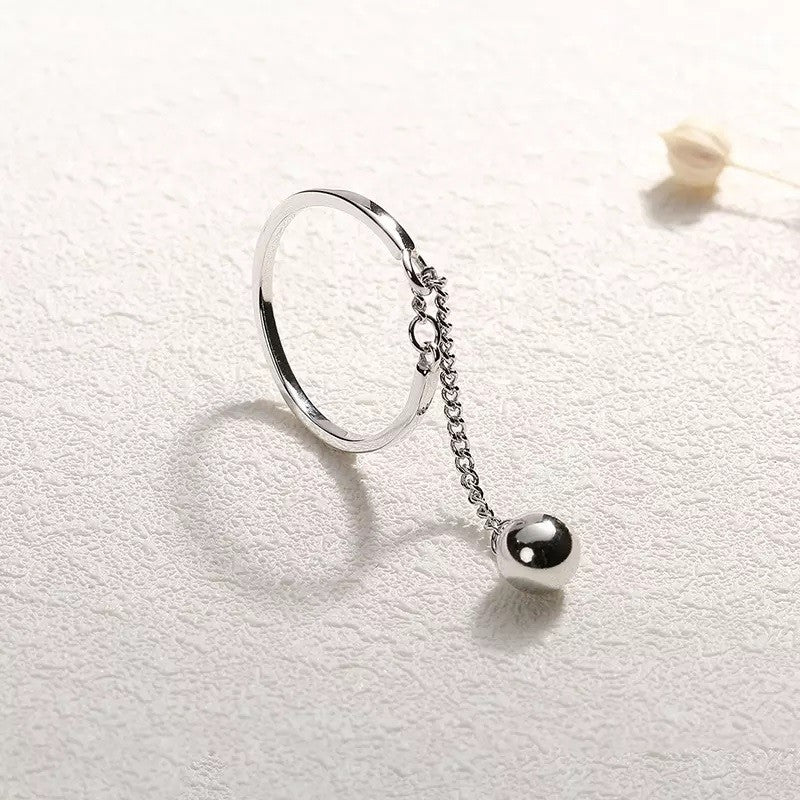 Sterling Silver Rhodium Plated Bead Ring