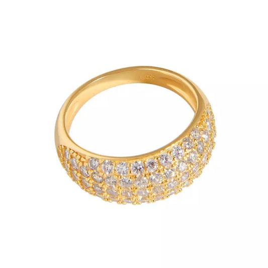 Sterling Silver Gold Plated Five Row CZ Ring