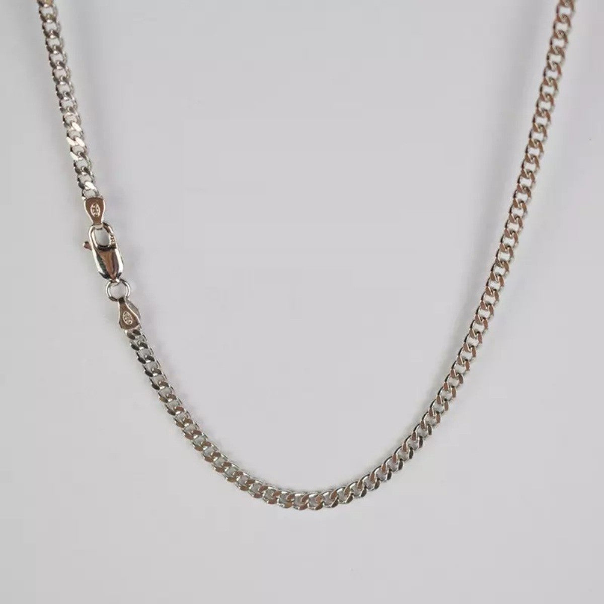 Sterling Silver Rhodium Plated 3 mm Curb Chain