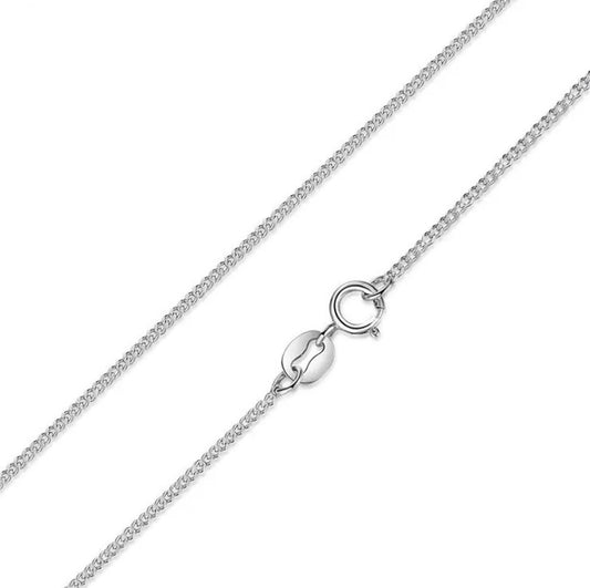 Sterling Silver Rhodium Plated 1 mm Curb Chain