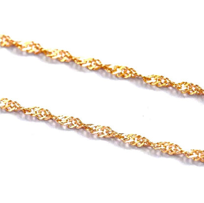 Sterling Silver Rose Gold Plated 40 - 45 cm Wave Chain