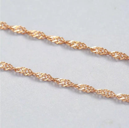 Sterling Silver Rose Gold Plated 40 - 45 cm Wave Chain