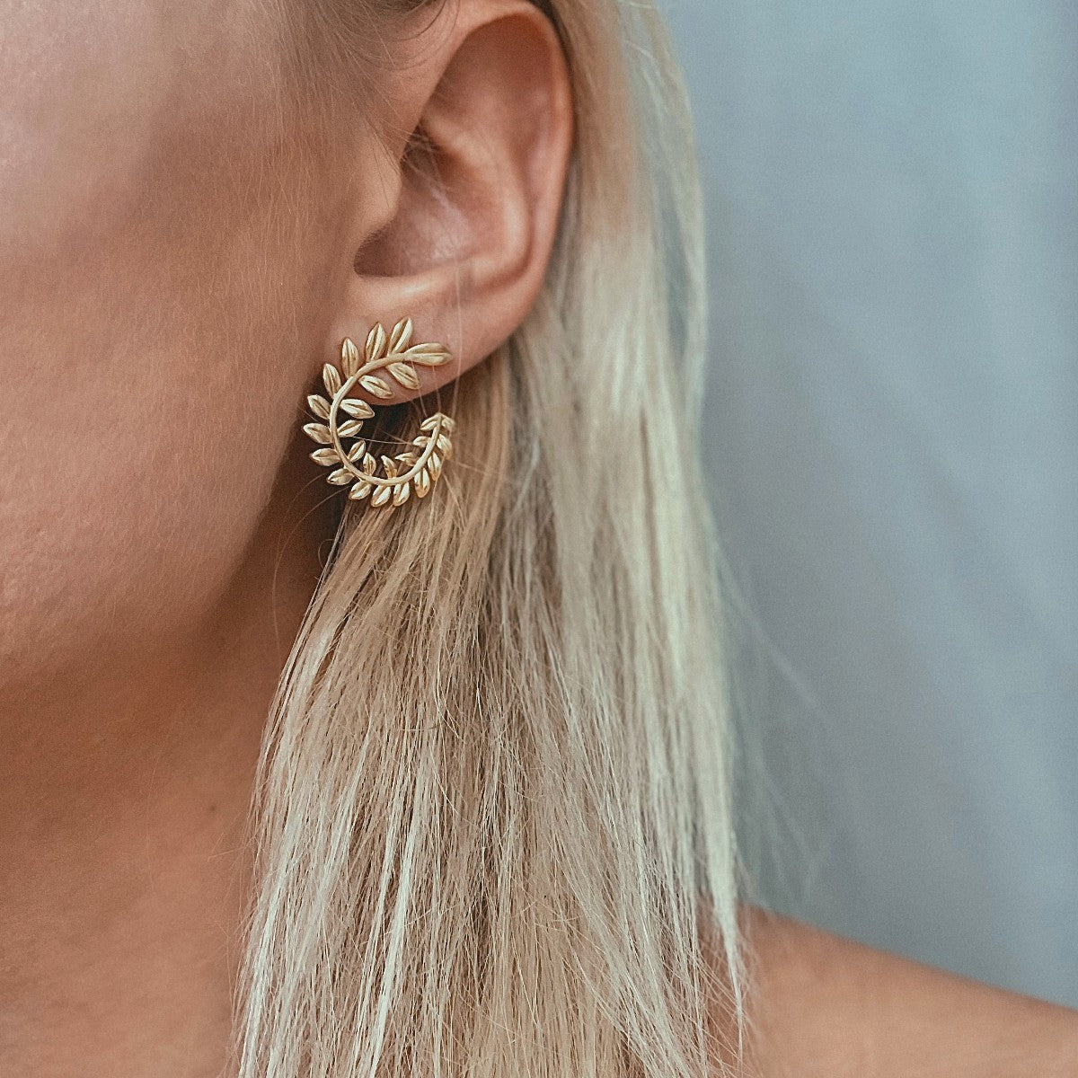 Sterling Silver Gold Plated Crown Stud Earrings