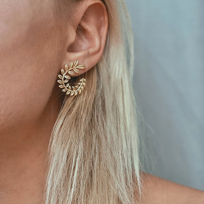 Sterling Silver Gold Plated Crown Stud Earrings