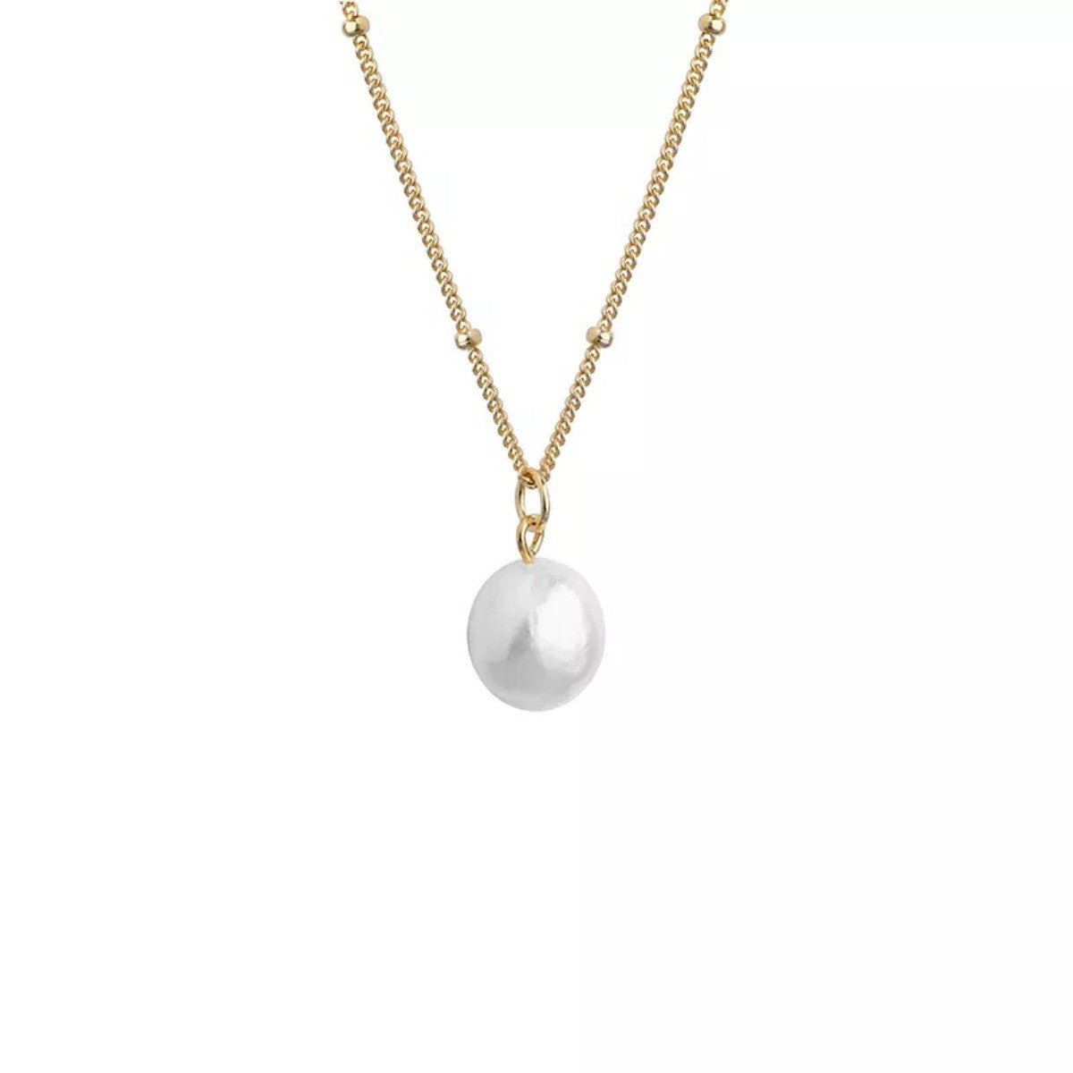 Sterling Silver Gold Plated Pearl Necklace