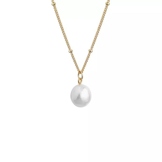 Sterling Silver Gold Plated Pearl Necklace