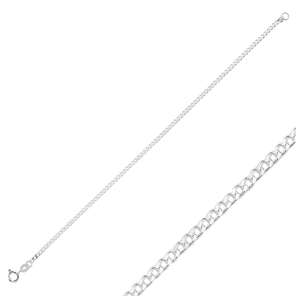 Sterling Silver Rhodium Plated Curb Chain Bracelet