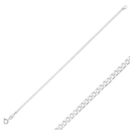 Sterling Silver Rhodium Plated Curb Chain Bracelet