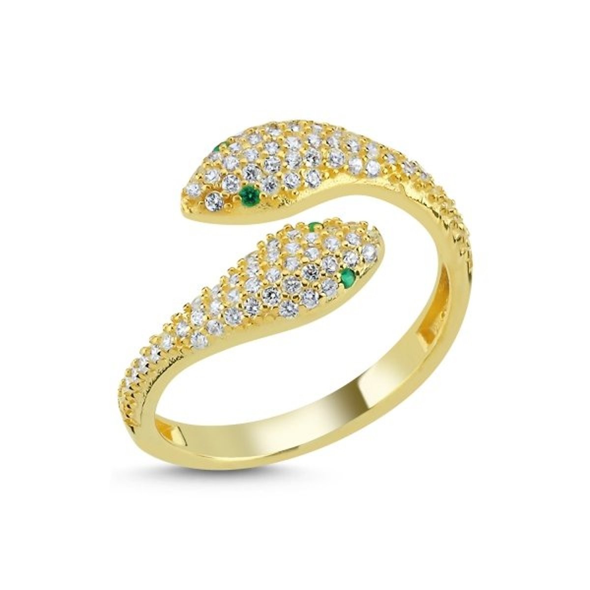 Silver Gold Plated CZ Snake Ring