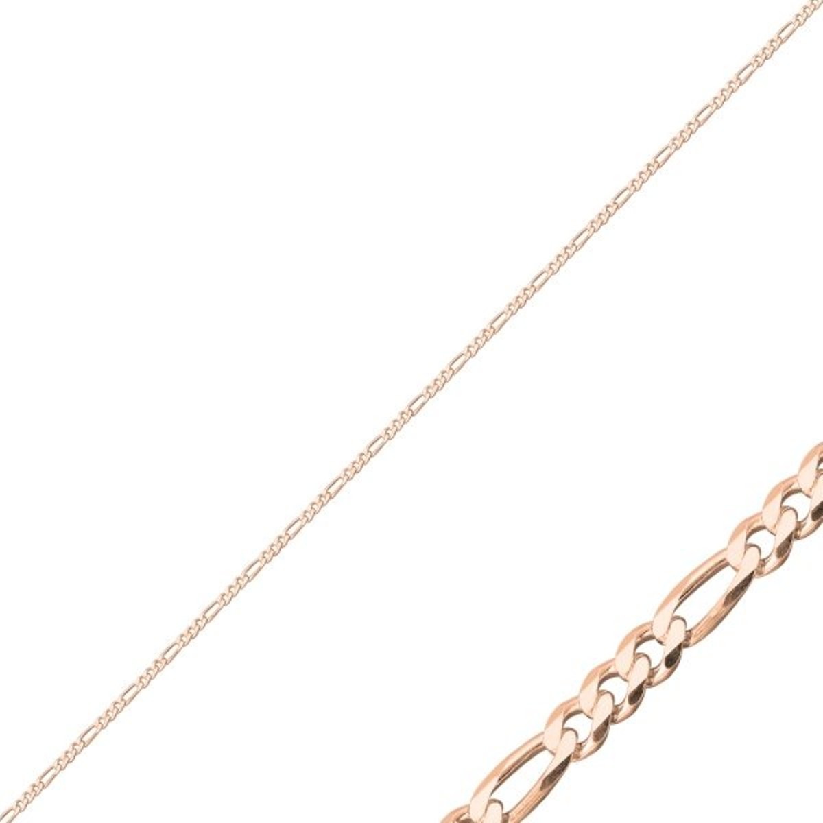 Sterling Silver Rose Gold Plated 2 mm Figaro Chain