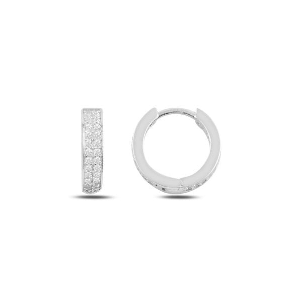 Sterling Silver Rhodium Plated 15 - 20 mm CZ Hoops