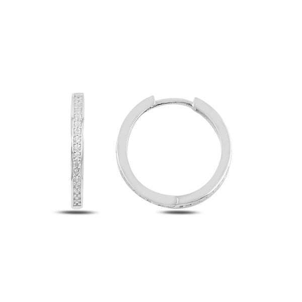 Silver Rhodium Plated 12 - 20 mm CZ Hoops