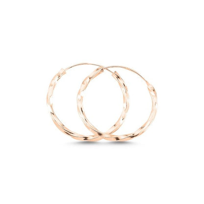 Silver Rose Gold Plated 12 - 30 mm Twisted Hoops