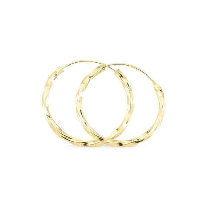 Sterling Silver Gold Plated 12 - 30 mm Twisted Hoops