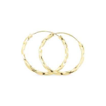 Sterling Silver Gold Plated 12 - 30 mm Twisted Hoops