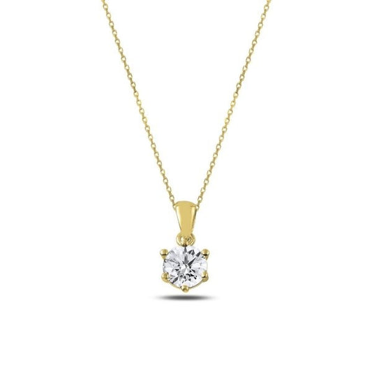 Sterling Silver Gold Plated CZ Crystal Necklace