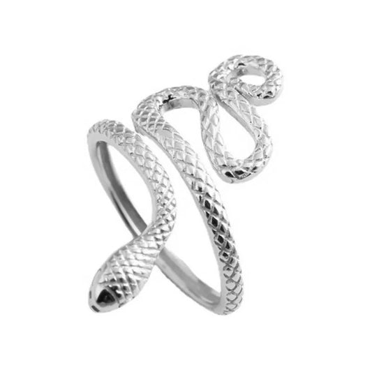 Silver Rhodium Plated Snake Ring