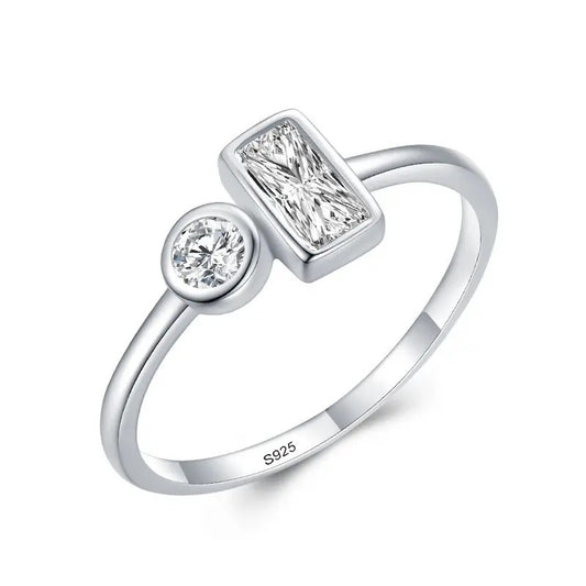 Sterling Silver Rhodium Plated CZ Ring