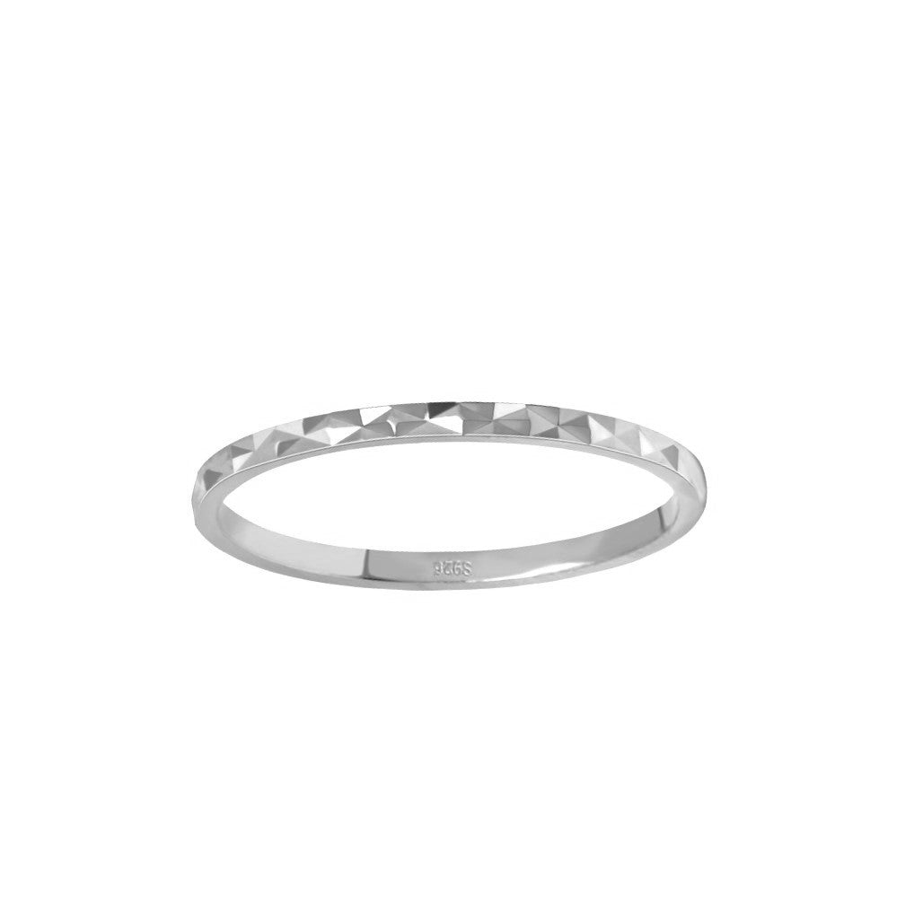 Sterling Silver Rhodium Plated 1.5 mm Ring