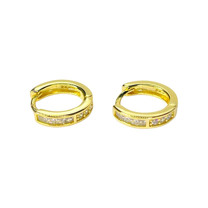 Sterling Silver Gold Plated 14 mm CZ Hoops