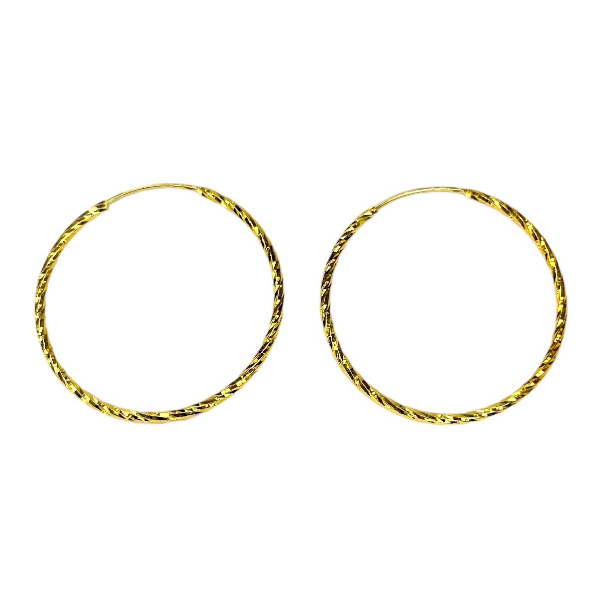 Sterling Silver Gold Plated 30 - 40 mm Twisted Hoops