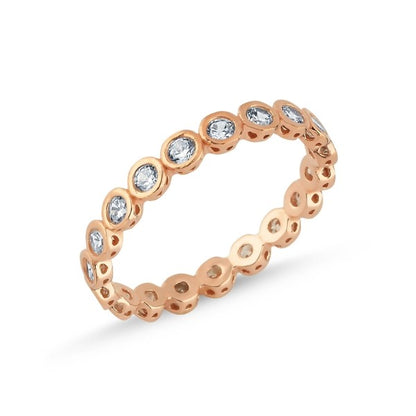 Silver Rose Gold Plated 3 mm CZ Band Ring