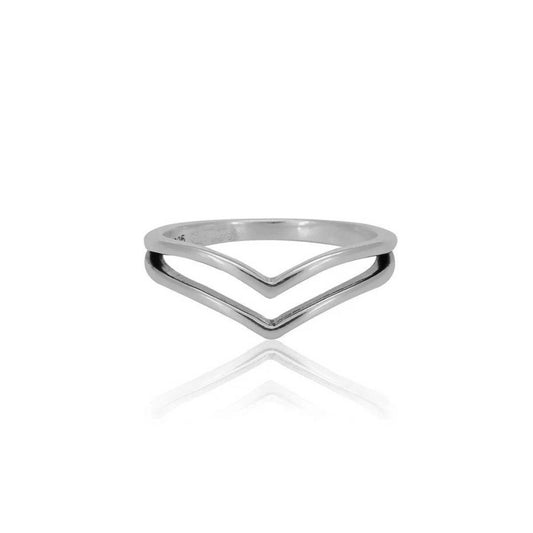 Sterling Silver Rhodium Plated Double Ring