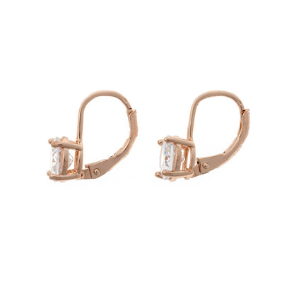 Sterling Silver Rose Gold Plated CZ Drop Earrings