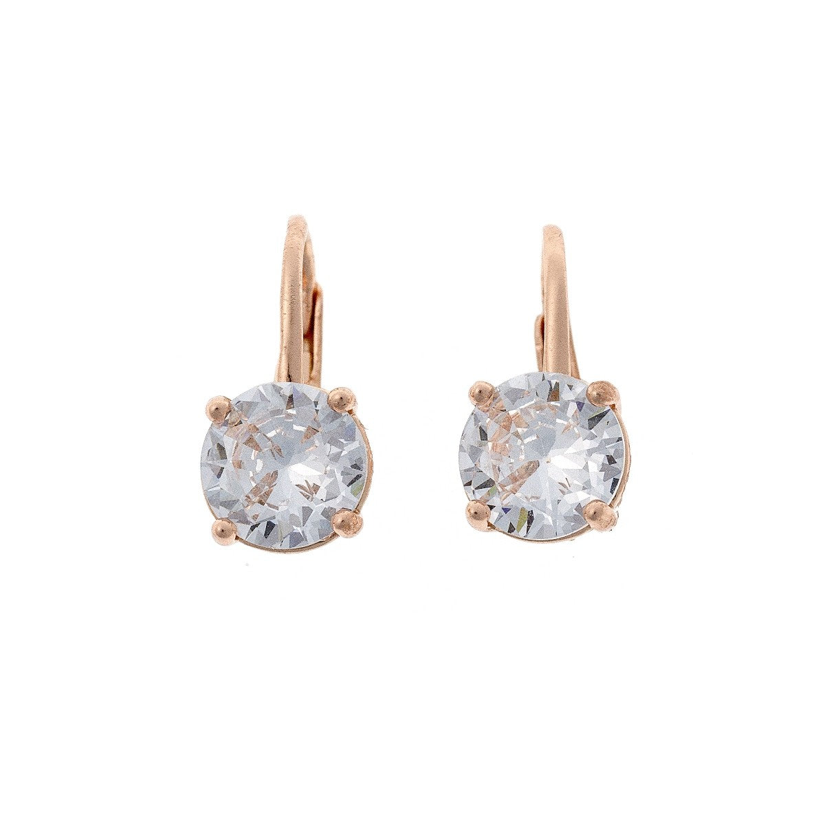 Sterling Silver Rose Gold Plated CZ Drop Earrings