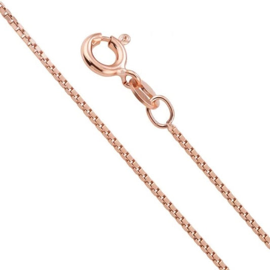 Sterling Silver Rose Gold Plated 0.9 mm Box Chain